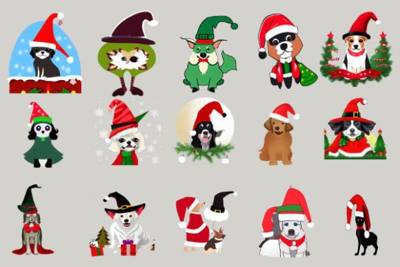 Christmas Dog Animals Sublimation Bundle